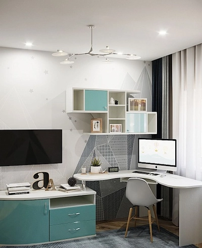 Рабочая зона с тумбой и столом Палермо для школьника