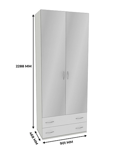 Шкаф 2 дверный с ящиками и зеркалом P211.45Z