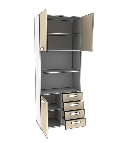 Шкаф двухдверный, фасад комбинированный E213 L/R