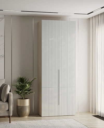 Шкаф книжный, фрезерованные фасады в эмали LE214