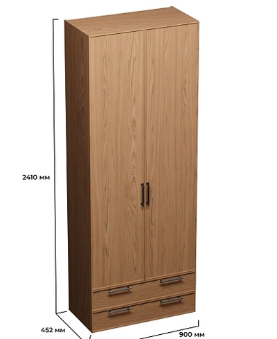 Шкаф двустворчатый с ящиками, фасады натуральный шпон L211.44
