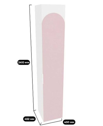 Шкаф однодверный со штангой узкий, фрезерованные фасады в эмали LE220.44-1