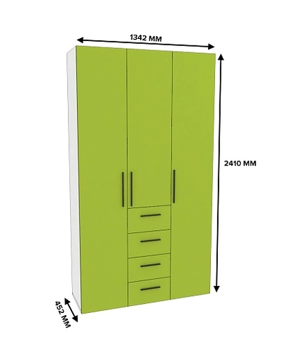 Шкаф трехдверный с ящиками узкий L203.44