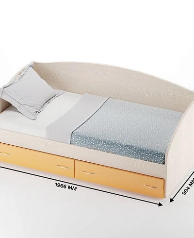 Кровать односпальная с ящиками и бортиком P902N, 90x190