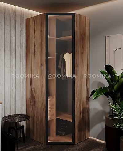 Шкаф угловой со стеклянным фасадом с подсветкой R218