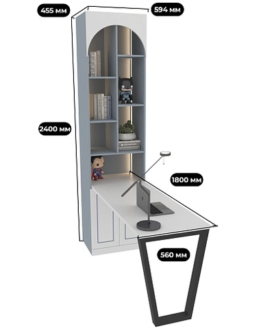 Шкаф книжный со столом с подсветкой А229.44