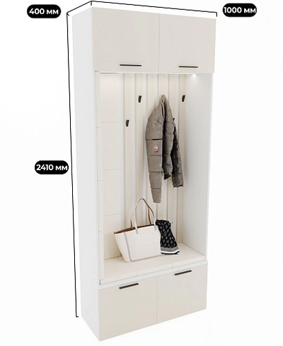 Секция с крючками с подсветкой и мягкими панелями L419