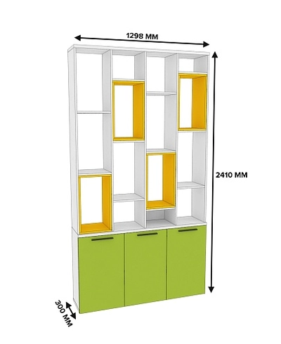 Стеллаж-тумба перегородка со вставками L239.130