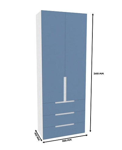 Шкаф книжный/для одежды с тремя ящиками, фасады в эмали LE213