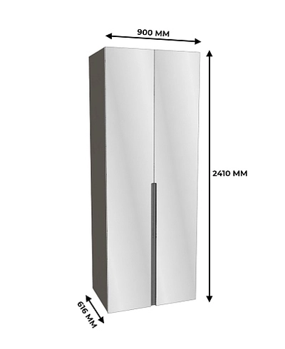 Шкаф 2 дверный с зеркалом, фасады в эмали LE210.60-4Z