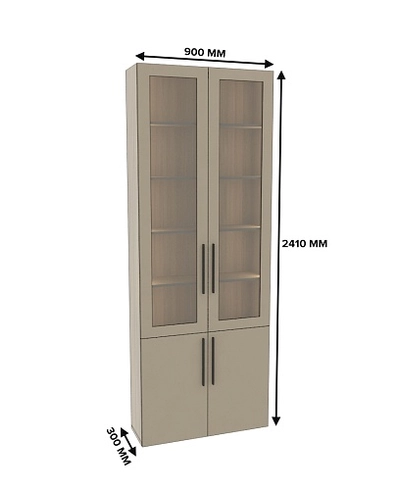 Шкаф книжный со стеклом L240 с подсветкой