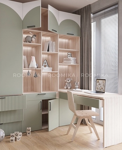 Ниша с рабочей зоной, фрезерованные фасады в эмали LE425 L/R