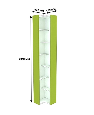 Стеллаж завершающий угловой равносторонний с подсветкой L230