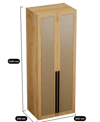 Шкаф двустворчатый, фасады натуральный ротанг  L210.60-4