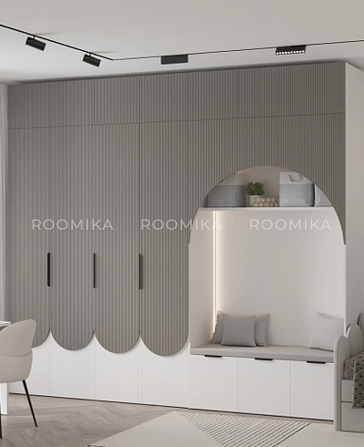 Шкаф для одежды, фрезерованные фасады в эмали LЕ251.60-1 L/R