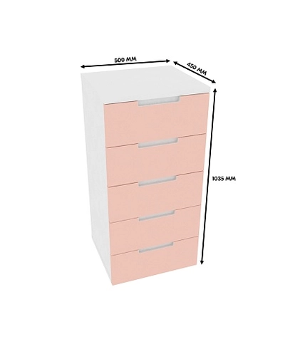 Высокий комод 5 ящиков, фасады в эмали LE705