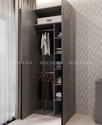 Шкаф 2 дверный, фрезерованные фасады в эмали LE210.44-4