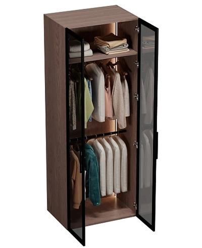 Шкаф для спальни с двумя штангами и полкой с подсветкой R210.60-1