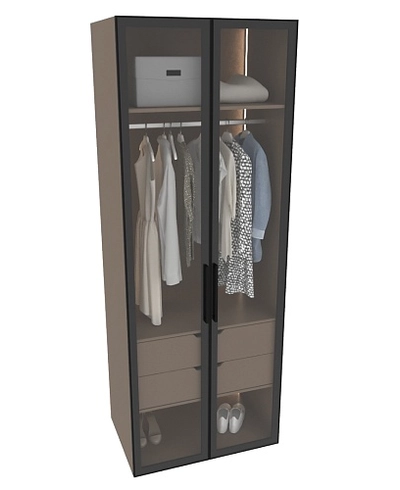 Шкаф для спальни с двумя ящиками и штангой с подсветкой R210.60-2