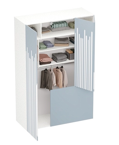 Шкаф двухдверный с фальш-стенкой и раздвижжными дверьми, фрезерованные фасады в эмали LE205 L/R