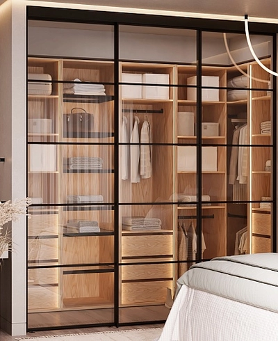 Стеклянная межкомнатная перегородка для гардеробной GRACE 20