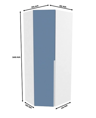 Шкаф угловой разносторонний, фасады в эмали LE218 L/R