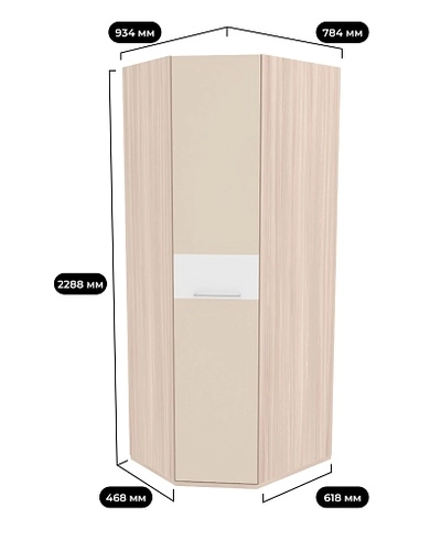 Шкаф угловой разностронний со вставкой, фасады МДФ CG-218.1 L/R