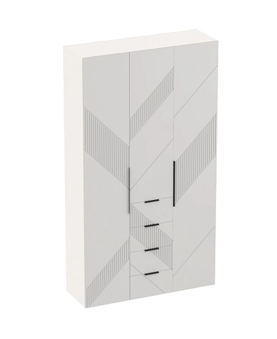 Шкаф трехдверный с ящиками узкий, фрезерованные фасады в эмали LE203.44