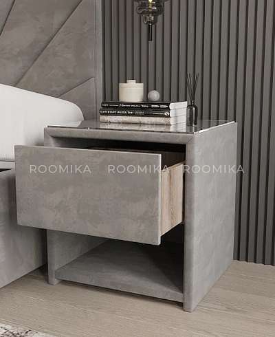 Тумба прикроватная мягкая, стекло прозрачное САНРАЙС 751