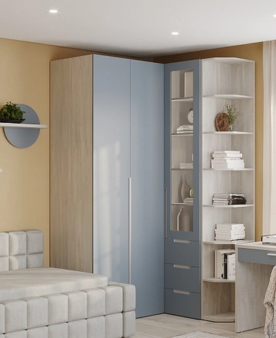 Шкаф со складными дверьми и фальш панелью, фасады в эмали LE206 L/R