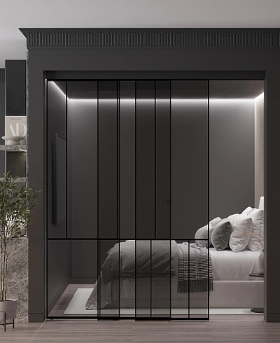 Раздвижная перегородка-купе, стекло Титан GRACE 17