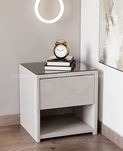 Тумба прикроватная мягкая, стекло прозрачное САНРАЙС 751