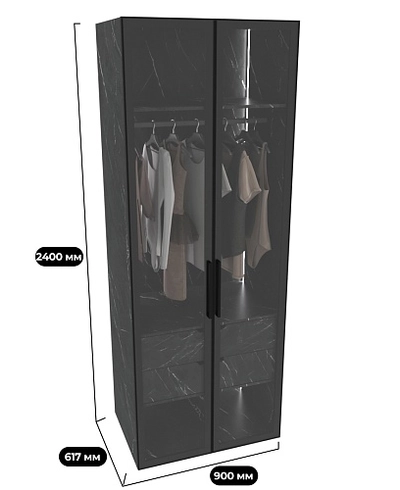 Шкаф для спальни с двумя ящиками и штангой с подсветкой R210.60-2