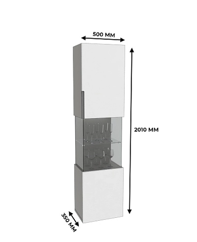 Шкаф напольный с подсветкой, фасады в эмали LE225 L/R