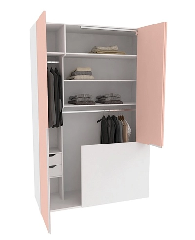 Шкаф двухдверный с фальш-стенкой и раздвижжными дверьми, фасады в эмали LE205 L/R