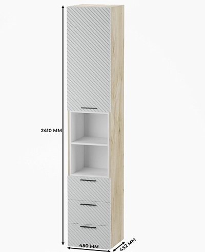 Шкаф однодверный с нишей и ящиками, фасады в эмали LE224