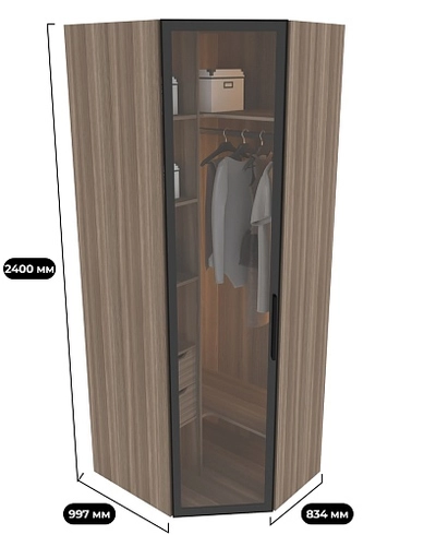 Шкаф угловой со стеклянным фасадом с подсветкой R218