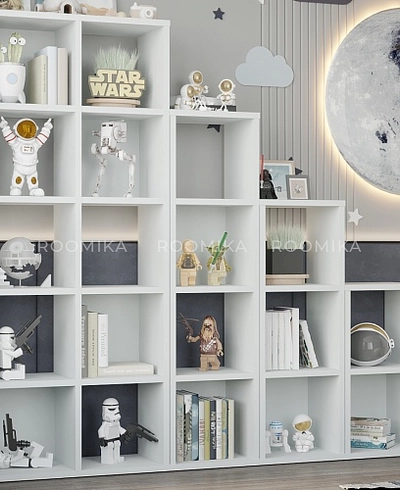 Стеллаж сквозной книжный на 10 ниш с ящиками E810