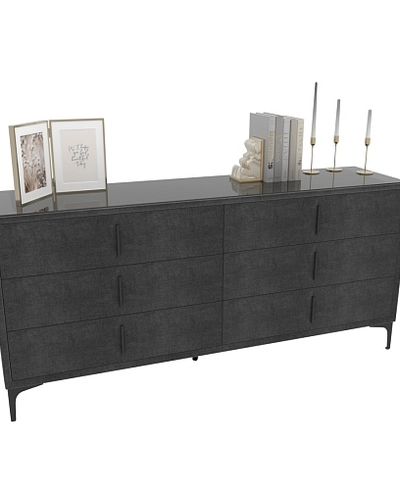 Комод мягкий, стекло прозрачное, ножки черные ГРЕЙС786