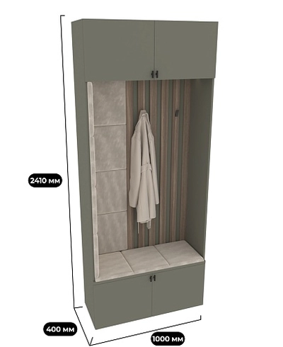 Секция с крючками с подсветкой и мягкими панелями L419