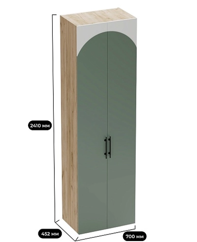 Шкаф двухдверный со штангой, фрезерованные фасады в эмали LE243.44