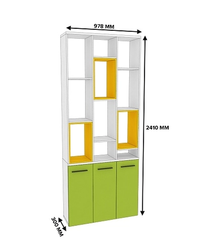 Стеллаж-тумба перегородка со вставками L239