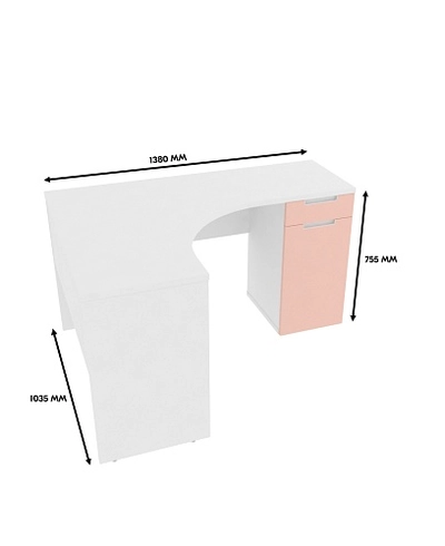 Стол угловой разносторонний, фасады в эмали LE714 L/R