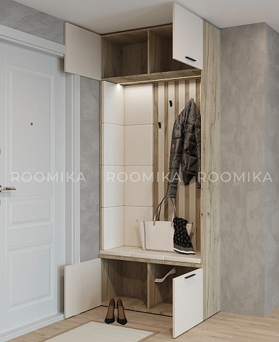 Секция с крючками с подсветкой и мягкими панелями L419