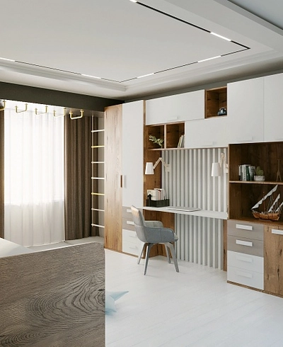 Навесная полка горизонтальная, открывание вверх, 2 ниши E322