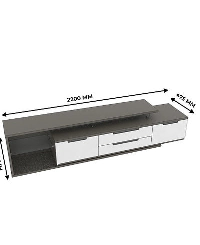Тумба TV напольная с подсветкой, фасады в эмали LE507 L/R