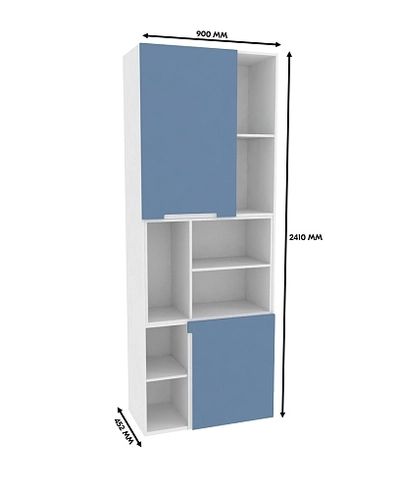Шкаф книжный с нишей, фасады в эмали LE227 L/R