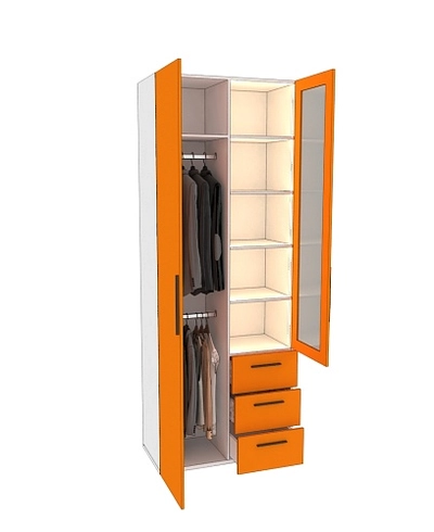 Шкаф комбинированный со стеклом с подсветкой L215S L/R