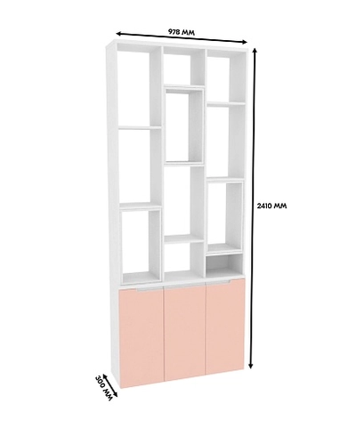 Стеллаж-тумба перегородка со вставками, фасады в эмали LE239
