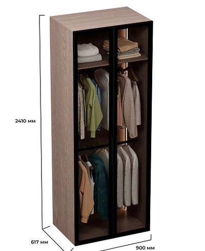Шкаф для спальни с двумя штангами и полкой с подсветкой R210.60-1